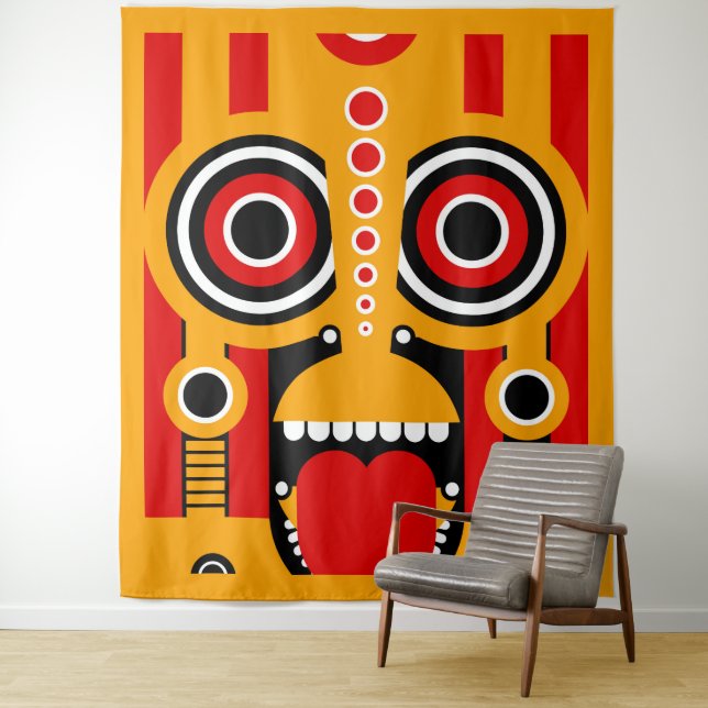 Tiki Mask Tapestry (In Situ)