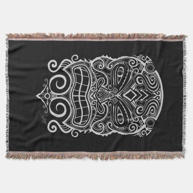 Tiki Mask Throw Blanket (Front)
