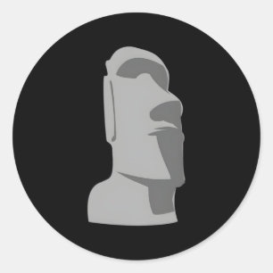 Tiki Moai Easter Island Hawaiian Luau Grey Classic Round Sticker