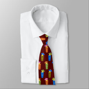 Tiki Mugs Tropical Drinks Two-Sided Printed Tie
