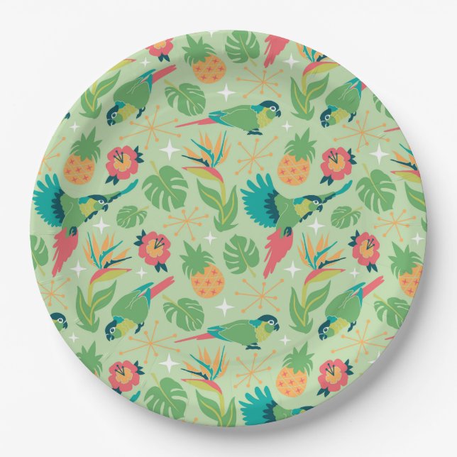Tiki Parrot Paper Plates (Front)