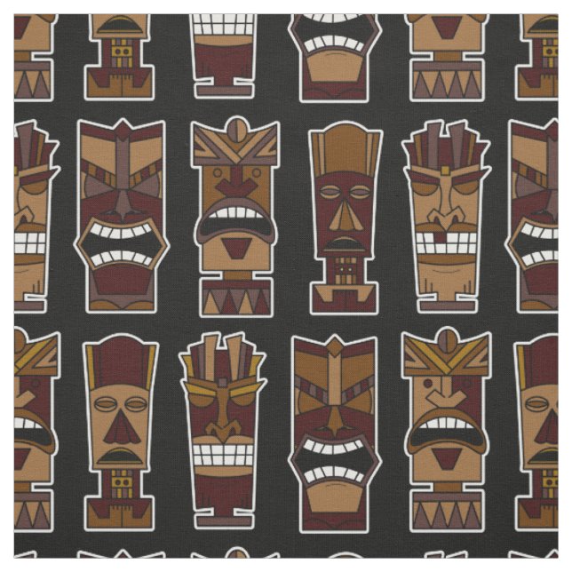 Tiki Party Fabric Brown and Black (Swatch)