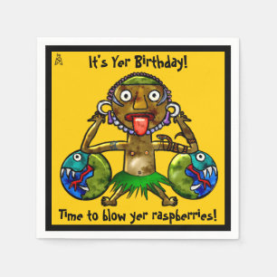 Tiki Party Funny Design on Yellow (Personalised) Napkin