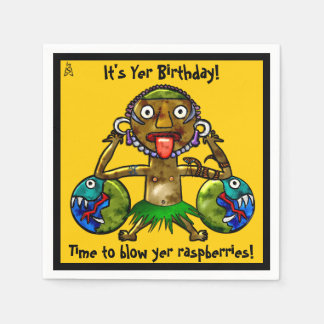 Tiki Party Funny Design on Yellow (Personalised) Napkin