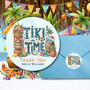 TIKI Party Personalised Favour Gift Envelope Classic Round Sticker