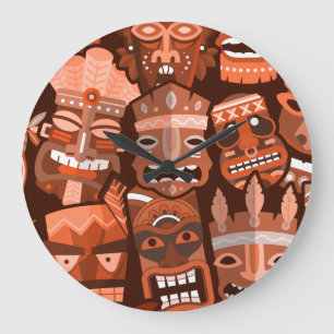 TIKI Pattern 2 Large Clock