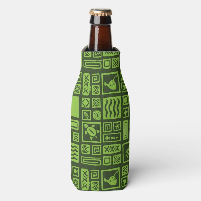 Tiki Pattern Bottle Cooler (Bottle Front)