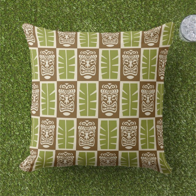 Tiki Pattern Cushion (Grass)