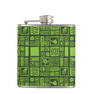 Tiki Pattern Hip Flask