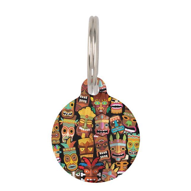 Tiki Pattern Pet Tag (Front)