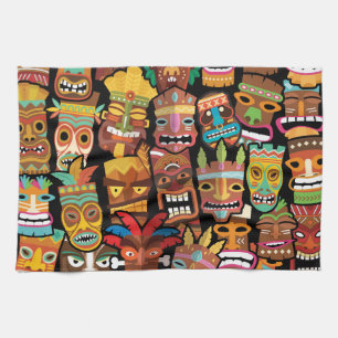 Tiki Pattern Tea Towel