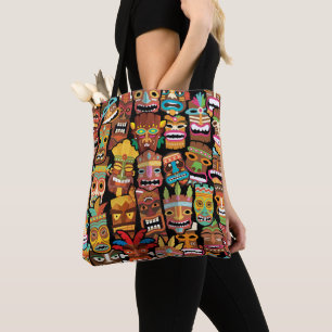 Tiki Pattern Tote Bag