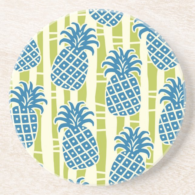 Tiki Pineapple Bamboo Stripes Pattern Coaster (Front)