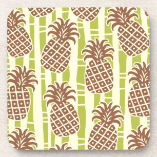 Tiki Pineapple Bamboo Stripes Pattern Coaster