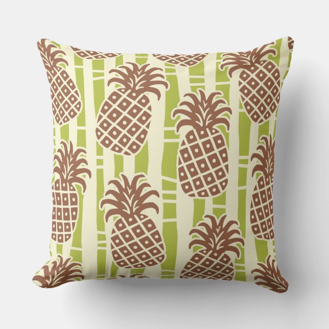 Tiki Pineapple Bamboo Stripes Pattern Cushion (Front)