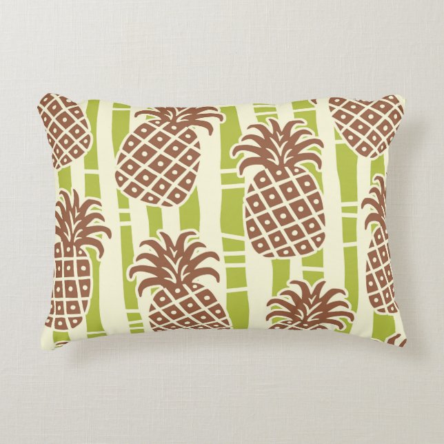 Tiki Pineapple Bamboo Stripes Pattern Decorative Cushion (Front)