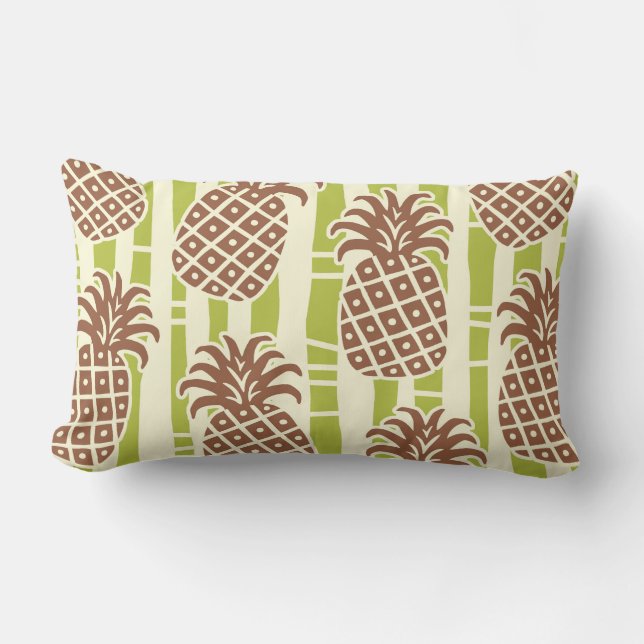 Tiki Pineapple Bamboo Stripes Pattern Lumbar Cushion (Front)