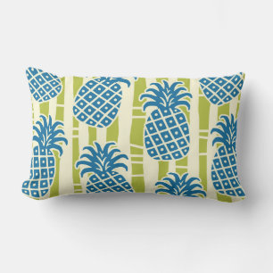 Tiki Pineapple Bamboo Stripes Pattern Lumbar Cushion