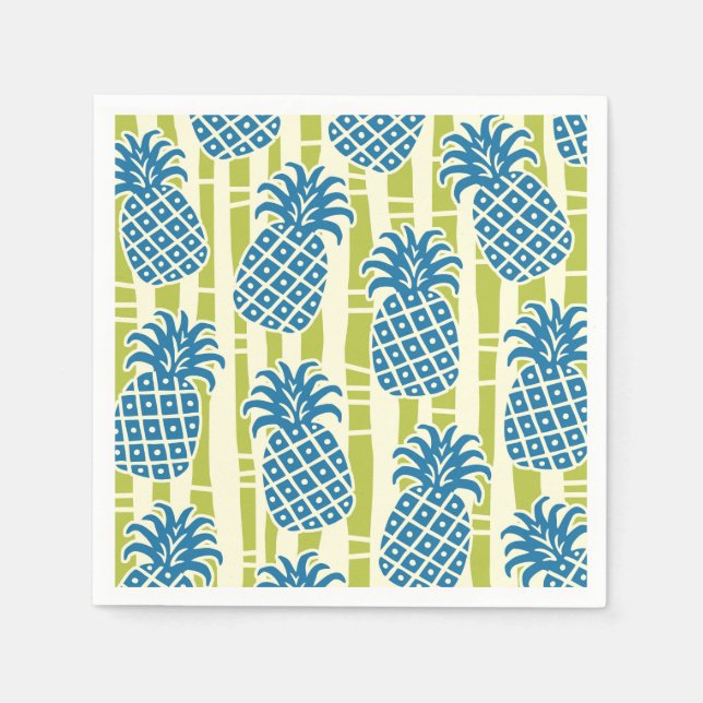 Tiki Pineapple Bamboo Stripes Pattern Napkin (Front)