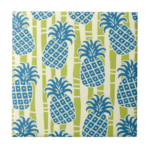 Tiki Pineapple Bamboo Stripes Pattern Tile