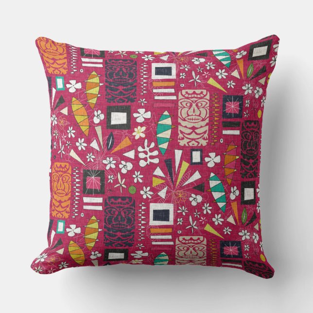 tiki pink cushion (Front)