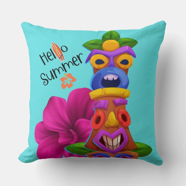 Tiki Pole Summer Graphic with Hello Summer Cushion (Front)