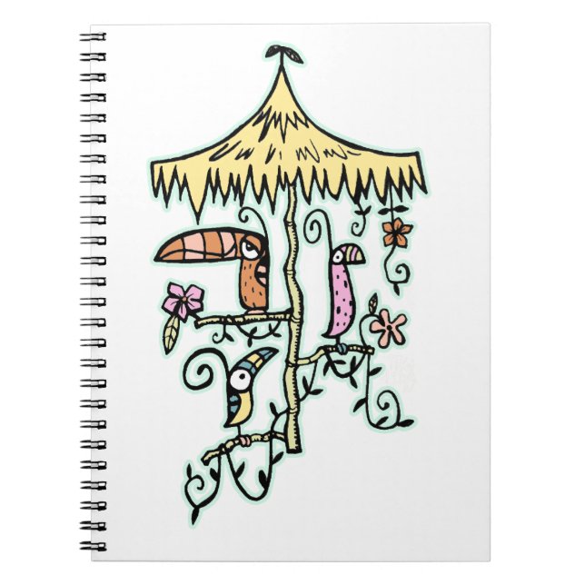 Tiki Room Birds on a Perch by Tiki tOny Spiral Notebook (Front)