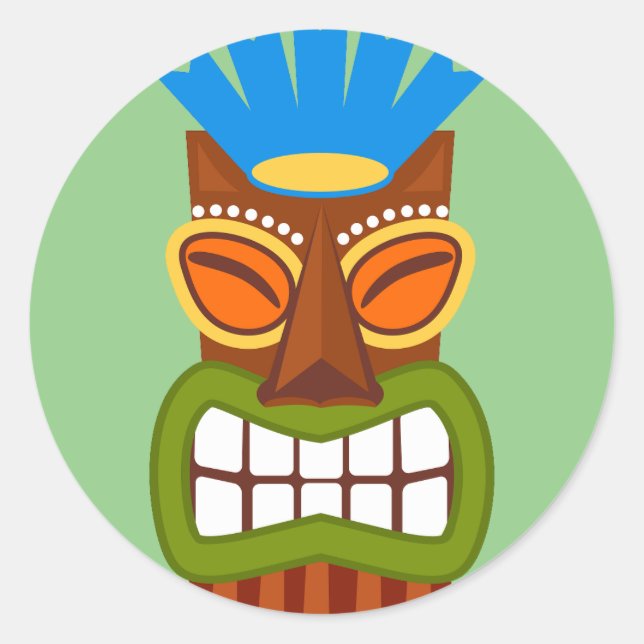 Tiki Statue Mask Classic Round Sticker (Front)