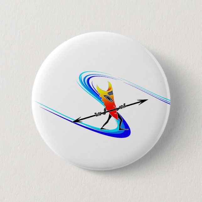 Tiki Surfer 6 Cm Round Badge (Front)