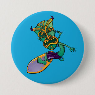Tiki Surfer 7.5 Cm Round Badge