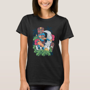 Tiki Surfer Girl Polynesian Hawaiian Beach Women's T-Shirt