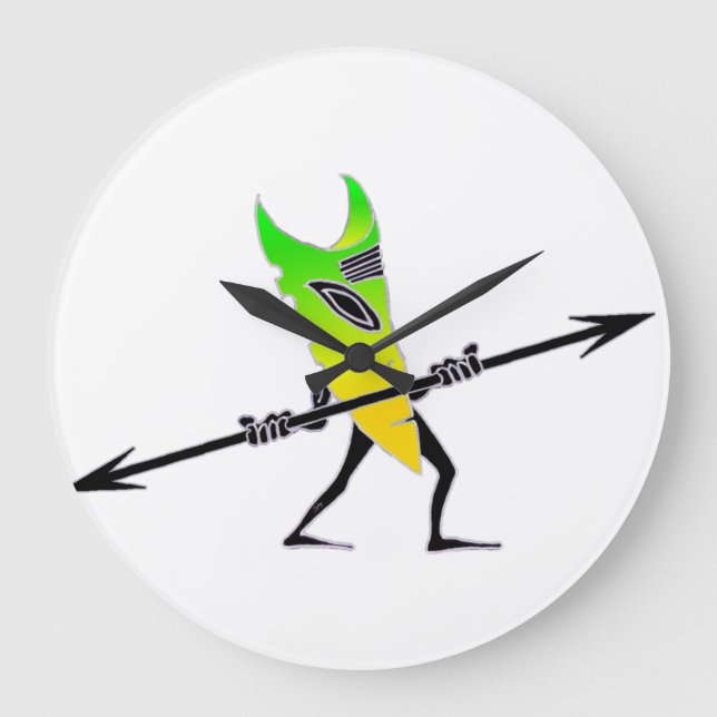 Tiki Surfer Green Large Clock (Front)