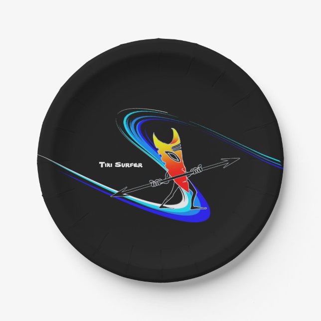 Tiki Surfer Paper Plate (Front)
