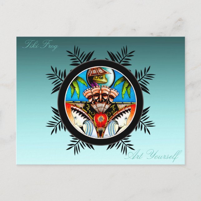 Tiki Tattoo Frog Postcard (Front)