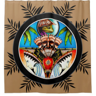 Tiki Tattoo Frog Shower Curtain