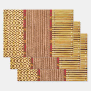 Tiki textures bamboo and reed wrapping paper sheet