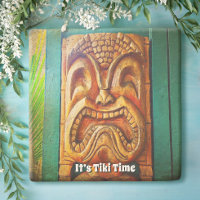 "Tiki Time" Fierce, Vintage, Retro, Wood Tiki Face