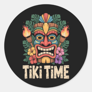 Tiki Time Luau Party Tropical Summer Vibes 1 Classic Round Sticker
