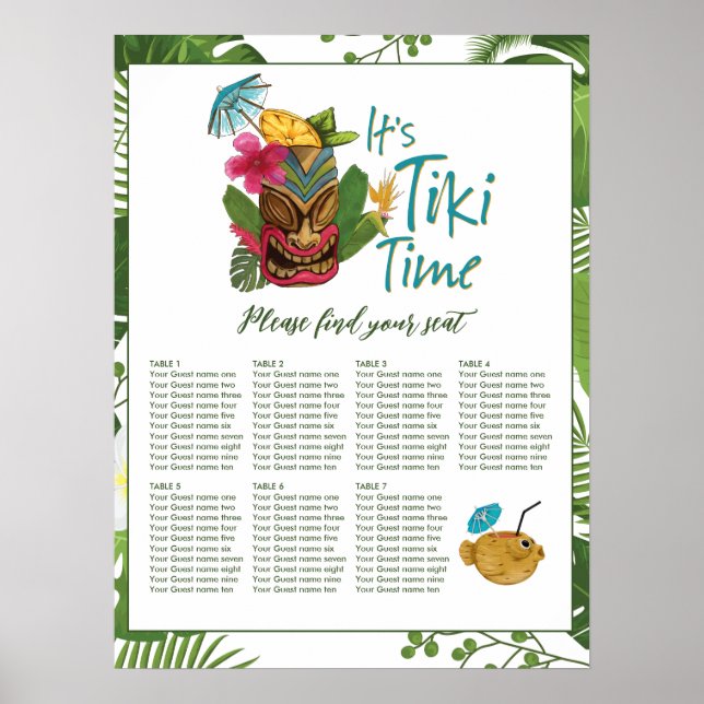 Tiki Time Luau Summer Beach Wedding Poster (Front)