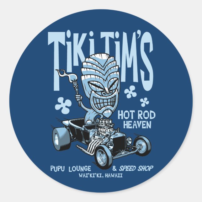 Tiki Tim's Classic Round Sticker (Front)