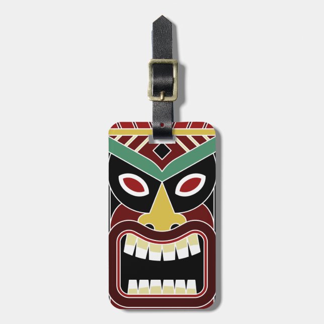 Tiki Totem custom text luggage tag 1 (Front Vertical)