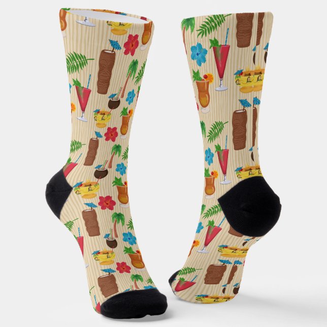 Tiki Tropical Cocktails  Socks (Angled)