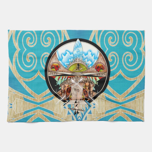Tiki Village Tea Towel (Horizontal)
