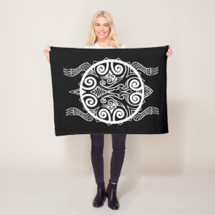 Tiki Warrior Turtle Tattoo Fleece Blanket