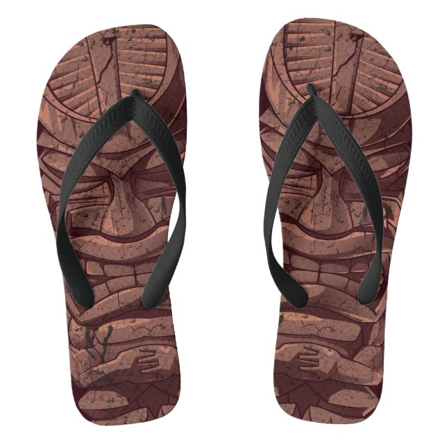 Tiki Wooden Statue Totem Sculpture Jandals (Footbed)