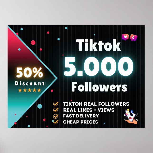 Tiktok 5.000 Followers | Buy Tiktok Followers Poster (Front)