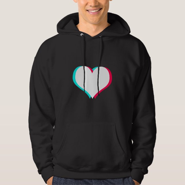 Tiktok Heart | Tik Tok Heart Black Hoodie (Front)