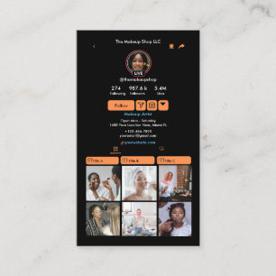 TikTok Orange Social Media QR Code Business Card