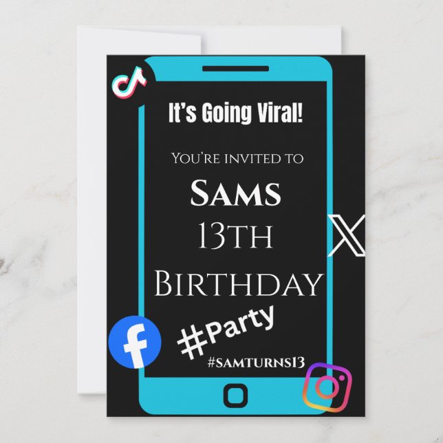 “TikTok Trend Party Invitations – Fun & Viral  (Front)