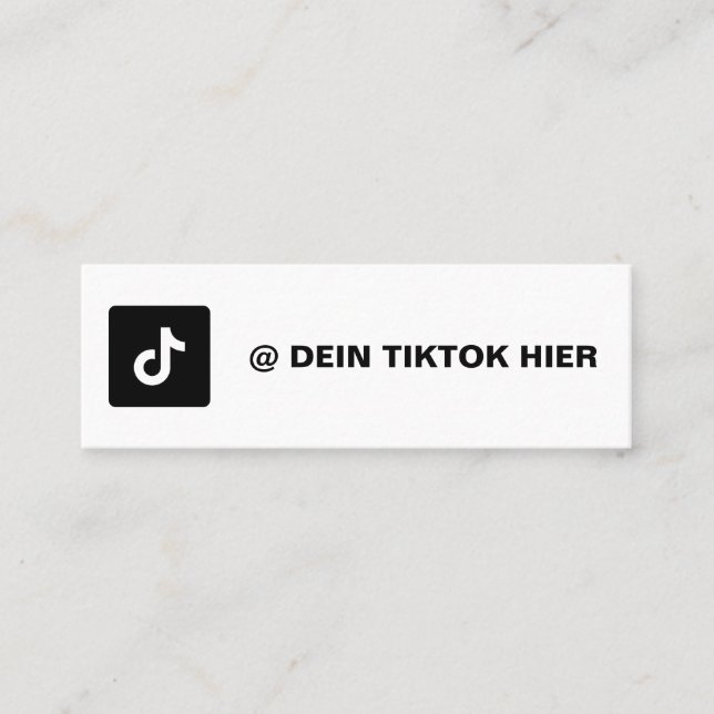 Tiktok Visitenkarte Gestalten Schwarz Weiß Mini Business Card (Front)